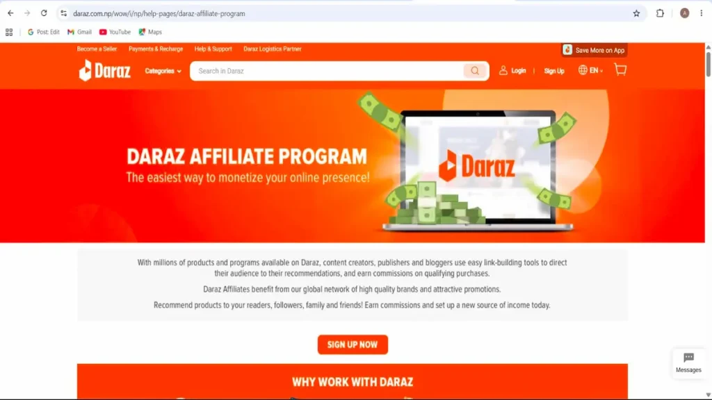 daraz affiliate marketing login
